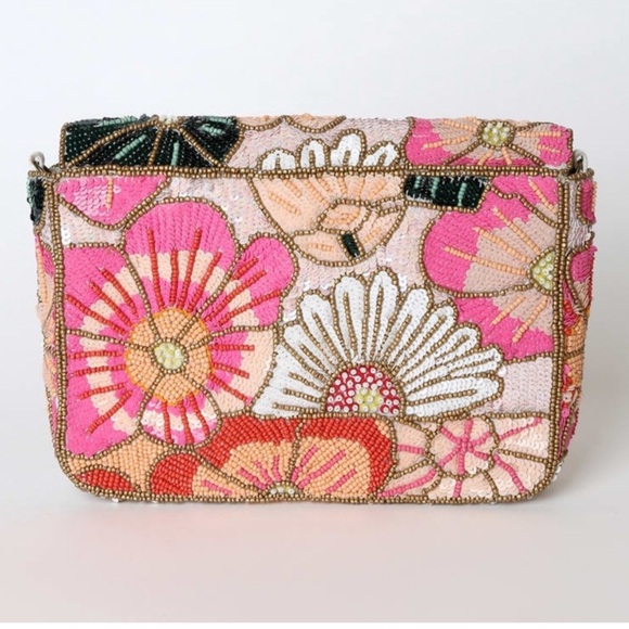 Lulus Floral Beaded purse with sequins - Picture 3 of 13